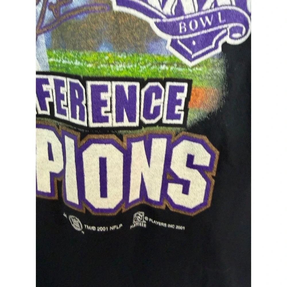 Vintage Baltimore Ravens T-Shirt Mens Black NFL Football AFC Champions Ray Lewis